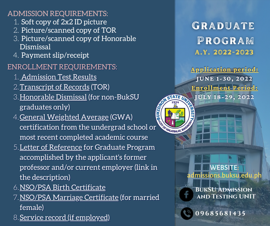 Graduate Program Admission Test And Enrollment Requirements Leezile 